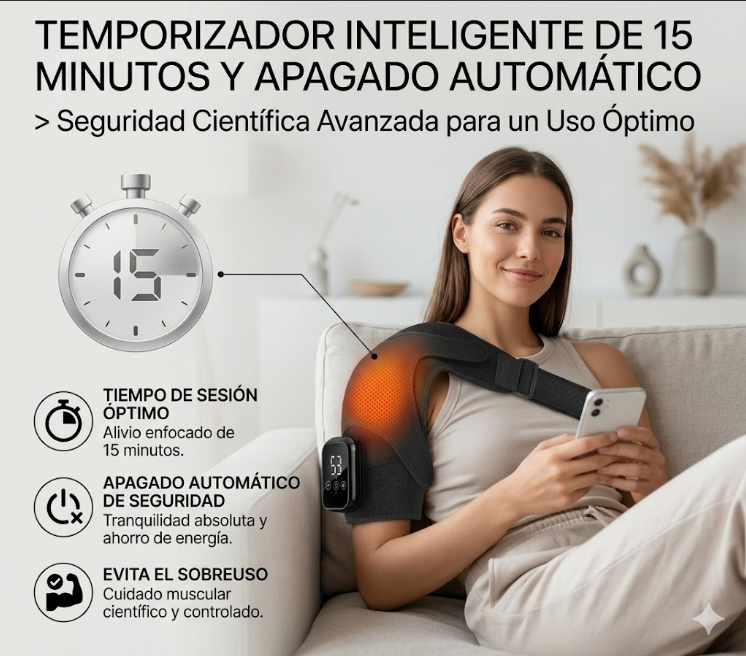 Almohadilla Térmica para Hombro con Masaje Vibratorio y Calor Inteligente