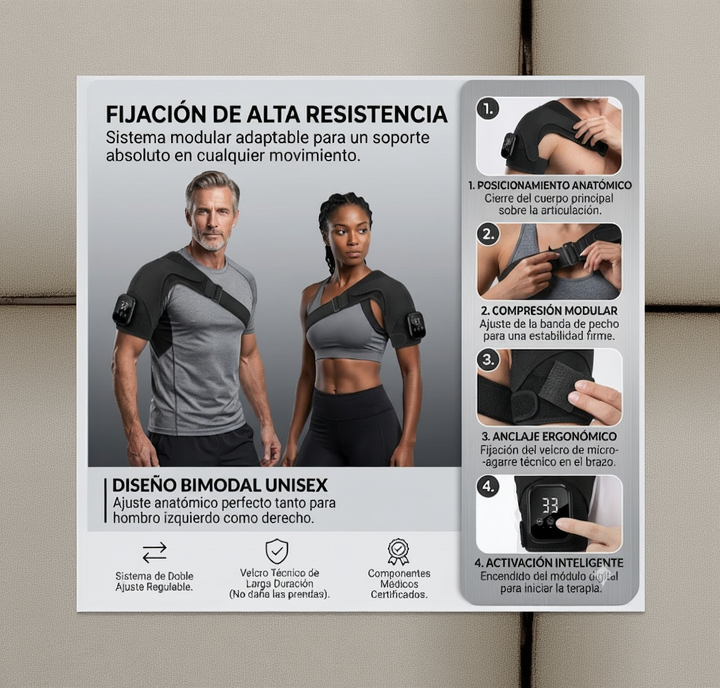 Almohadilla Térmica para Hombro con Masaje Vibratorio y Calor Inteligente