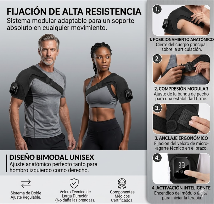 Almohadilla Térmica para Hombro con Masaje Vibratorio y Calor Inteligente PACK TRIO